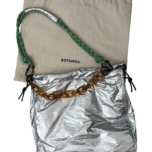 Rotunda- Silver Crossbody Bag with green and blue paracord